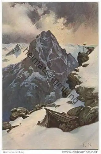Hochgebirg ca. 1900 - Künstlerkarte signiert F. B.