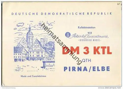 QSL - Funkkarte - DM3KTL - German Democratic Republic - Pirna - VEB Sächsisches Kunstseidenwerk - 1958