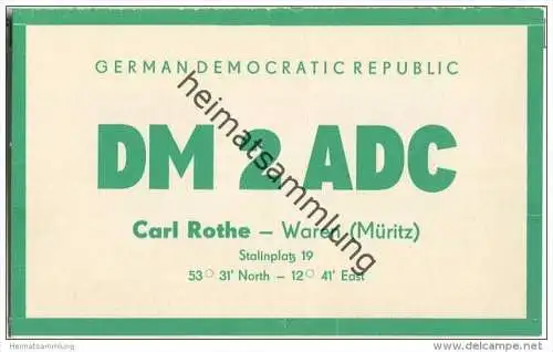 QSL - Funkkarte - DM2ADC - German Democratic Republic - Waren - 1959