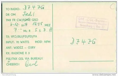 QSL - Funkkarte - DM2ADC - German Democratic Republic - Waren - 1959