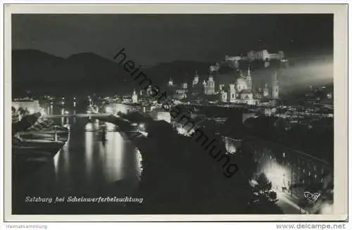 Salzburg bei Scheinwerferbeleuchtung - Foto-AK 1933