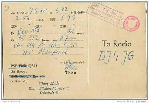 QSL - Funkkarte - DM2AXO - German Democratic Republic - Berlin - Niederschöneweide - 1958