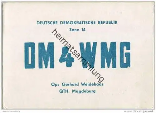 QSL - Funkkarte - DM4WMG - German Democratic Republic - Magdeburg - 1966