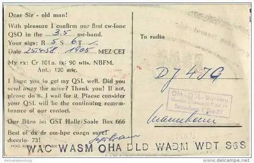 QSL - Funkkarte - DM2AQM - German Democratic Republic - Delitzsch - 1958