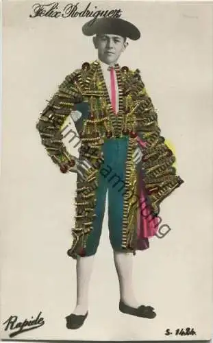 Torero Felix Rodriguez - Metall-Stickerei - Rückseite beschrieben 1932