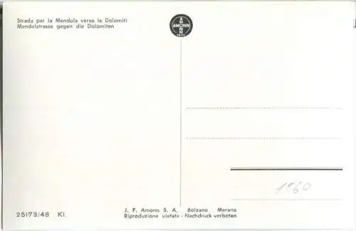 Mendelstrasse gegen die Dolomiten - Strada per la Mendola - Foto-AK