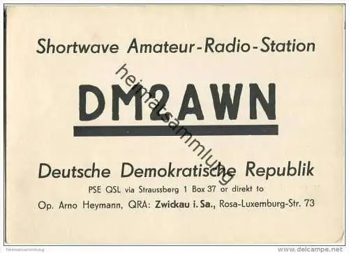QSL - Funkkarte - DM2AWN - German Democratic Republic - Zwickau - 1959