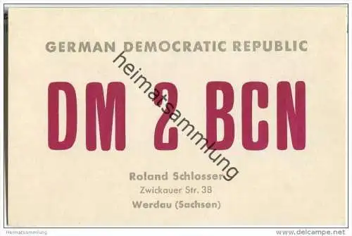 QSL - Funkkarte - DM2BCN - German Democratic Republic - Werdau / Sachsen - 1959