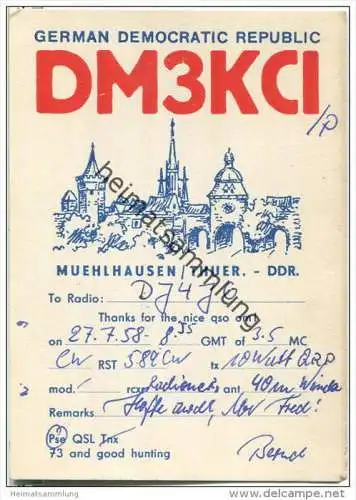 QSL - Funkkarte - DM3KCI - German Democratic Republic - Muehlhausen / Thüringen - 1958