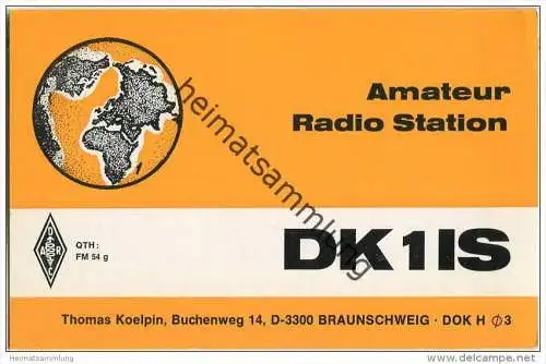 QSL - Funkkarte - DK1IS - Braunschweig - 1976