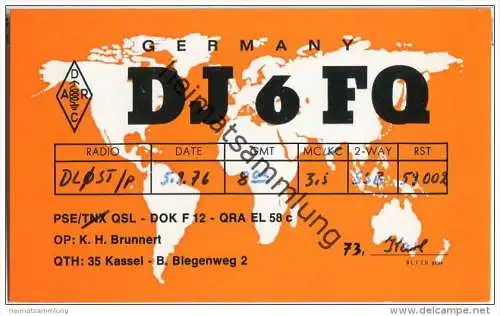 QSL - Funkkarte - DJ6FQ - Kassel - 1976