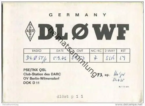 QSL - Funkkarte - DL0WF - Berlin-Wilmersdorf - 1976