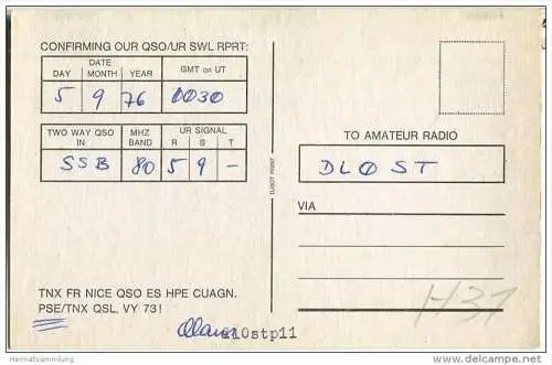 QSL - Funkkarte - DK9OW - Langenhagen - 1976