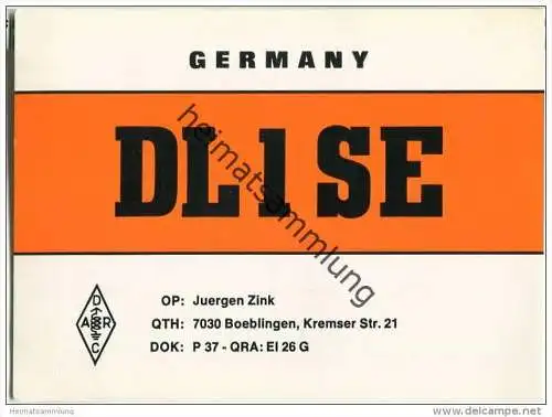 QSL - Funkkarte - DL1SE - Böblingen - 1975