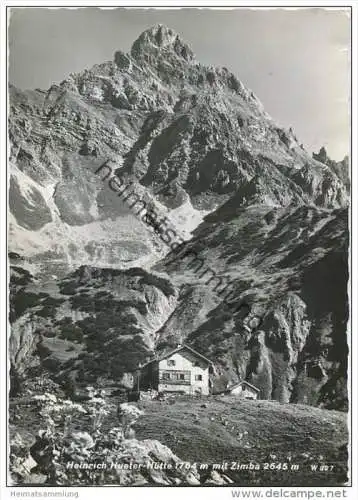 Heinrich-Hueter-Hütte mit Zimba - Foto-AK Grossformat