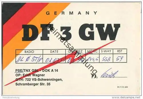 QSL - Funkkarte - DF3GW - Villingen - 1975