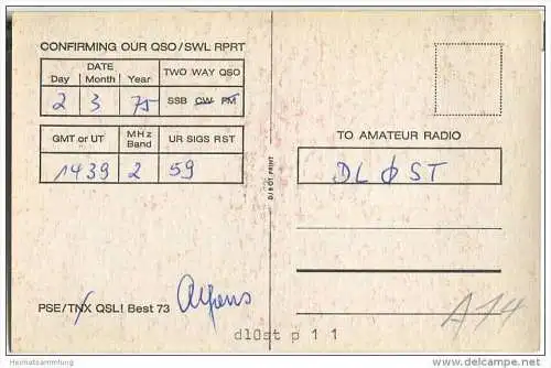 QSL - Funkkarte - DK9GU - Villingen - 1975