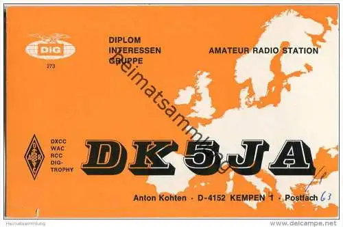 QSL - Funkkarte - DK5JA - Kempen - 1975