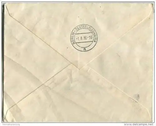 Zeppelin - Luftschiff-Post - Olympiafahrt 1936 - grossformatiger Briefumschlag