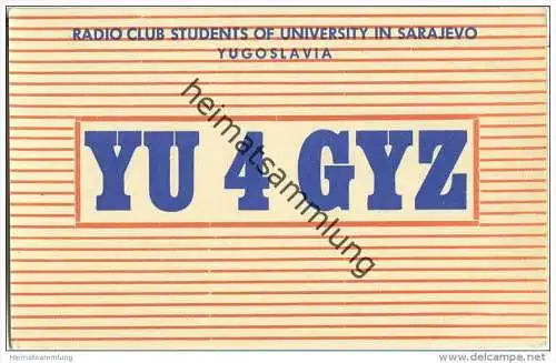 QSL - Funkkarte - YU4GYZ - Bosnien-Herzegowina - Sarajevo - 1960