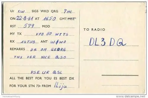 QSL - Funkkarte - YU4BMN - Bosnien-Herzegowina - Miner's Radio Club Kreka - 1961