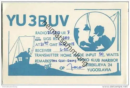 QSL - Funkkarte - YU3BUV - Slowenien - Maribor - 1958
