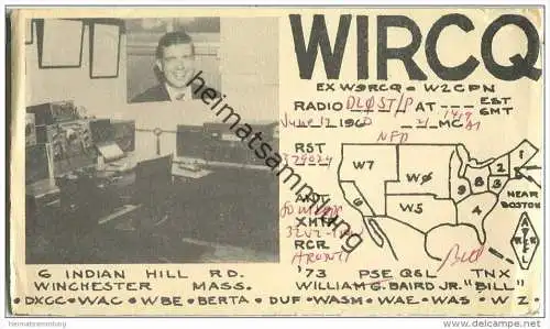 QSL - Funkkarte - WIRCQ - USA - Winchester Massachusetts - 1960