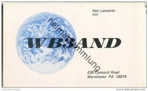 QSL - Funkkarte - WB3AND - USA - Warminster Pennsylvania - 1976