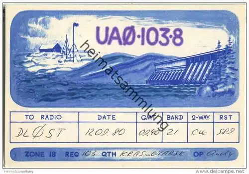 QSL - Funkkarte - UA0-103-8 - Russland - Krasnojarsk - 1980