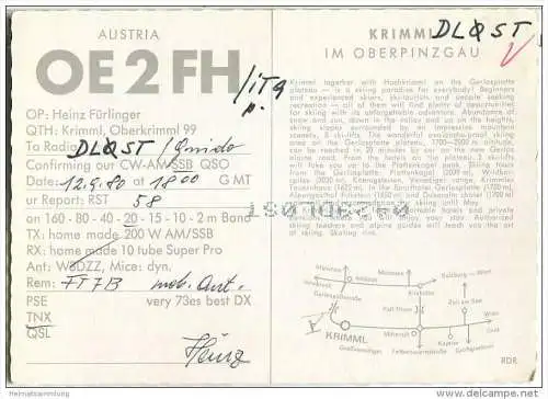 QSL - Funkkarte - OE2FH - Österreich - Krimml Oberprinzgau - 1980