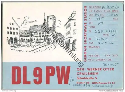 QSL - Funkkarte - DL9PW/P - Crailsheim - 1960