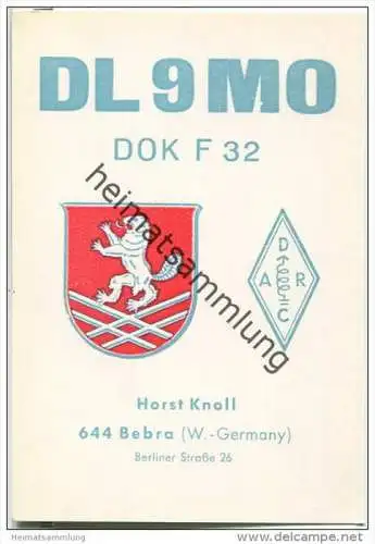 QSL - Funkkarte - DL9MO - Bebra - 1971