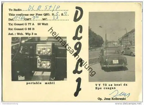 QSL - Funkkarte - DL9LJ - portable mobil - 1960