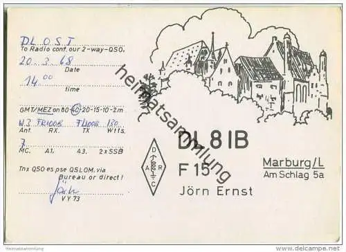 QSL - Funkkarte - DL8IB - Marburg / Lahn - 1968