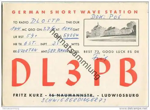 QSL - Funkkarte - DL3PB - Ludwigsburg - 1960