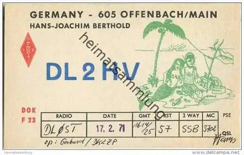 QSL - Funkkarte - DL2HV - Offenbach  - 1971