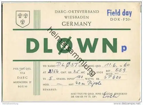 QSL - Funkkarte - DL0WN - Wiesbaden - 1960