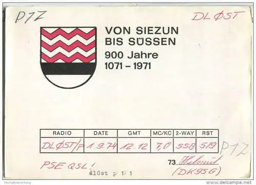 QSL - Funkkarte - DL0GP - Süssen - 1974