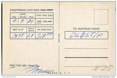 QSL - Funkkarte - DK9QL - Dülmen - 1974