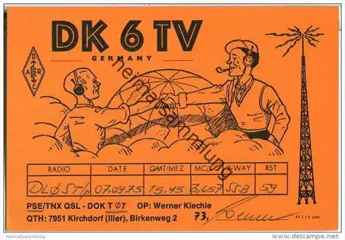 QSL - Funkkarte - DK6TV - Kirchdorf an der Iller - 1975