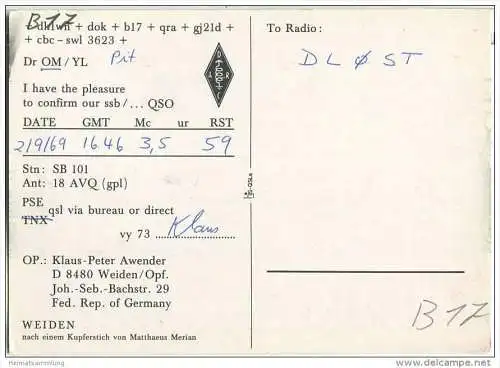 QSL - Funkkarte - DK1WN - Weiden - 1969