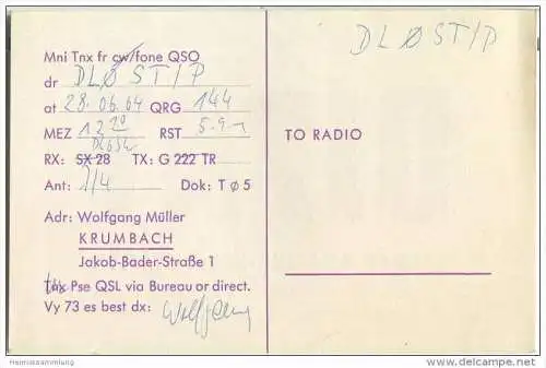 QSL - Funkkarte - DJ7AT - Krumbach - 1964