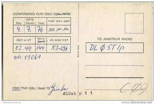 QSL - Funkkarte - DC9MY - Feldkirchen - 1976
