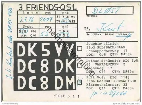 QSL - Funkkarte - DC8DM - Saarbrücken-Gersweiler - 1976