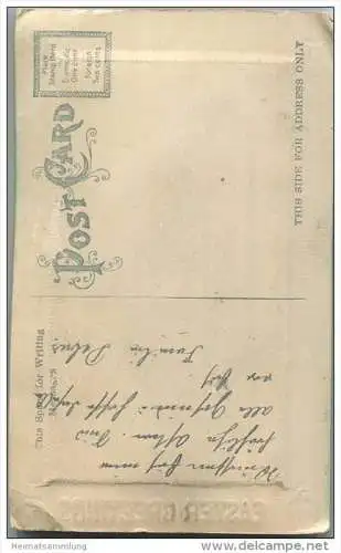 Easter Greetings - sachet - silk - Stoff Duftkissen - coloriert - Rückseite beschrieben ca. 1910 - Gewicht 24g