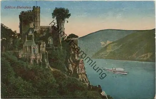 Schloss Rheinstein - Verlag Gerhard Blümlein & Co Frankfurt - Bahnpost gel. 1926