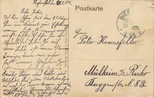 Biesenthal i. M. - Markt mit Kirche - Hotel zum goldenen Stern - Verlag A. Walter Biesenthal gel. 1912
