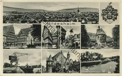 Hildesheim - Gesamtansicht - Marktplatz - Katzenbrunnen - Verlag Erich Baxmann gel. 1937
