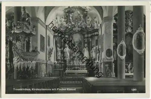 4801 Traunkirchen - Kircheninneres mit Fischer-Kanzel - Foto-AK