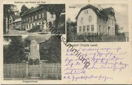 Tautendorf - Thüringen - Schule - Gasthaus zum Hirsch mit Post - Verlag R. Lauterwald St. Gangloff gel. 1935